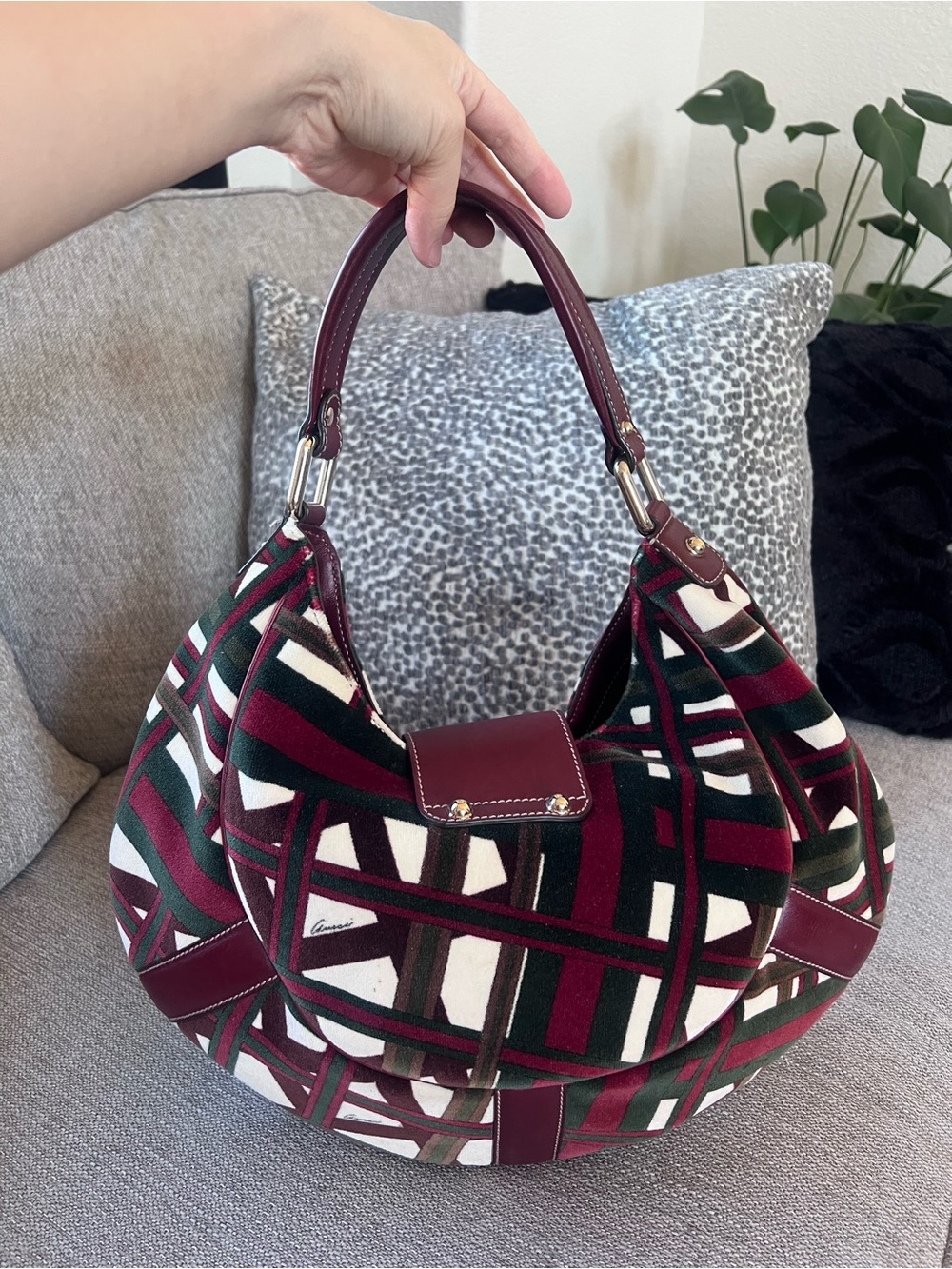 Gucci Limited Edition 85th Anniversary Horsebit Burgundy Green Shoulder Hobo Bag - Picture 2 of 12